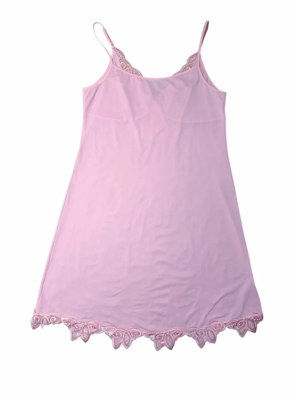 Vintage Y2K Pink Lace Trimmed Slip Dress Womans M - Picture 7 of 7